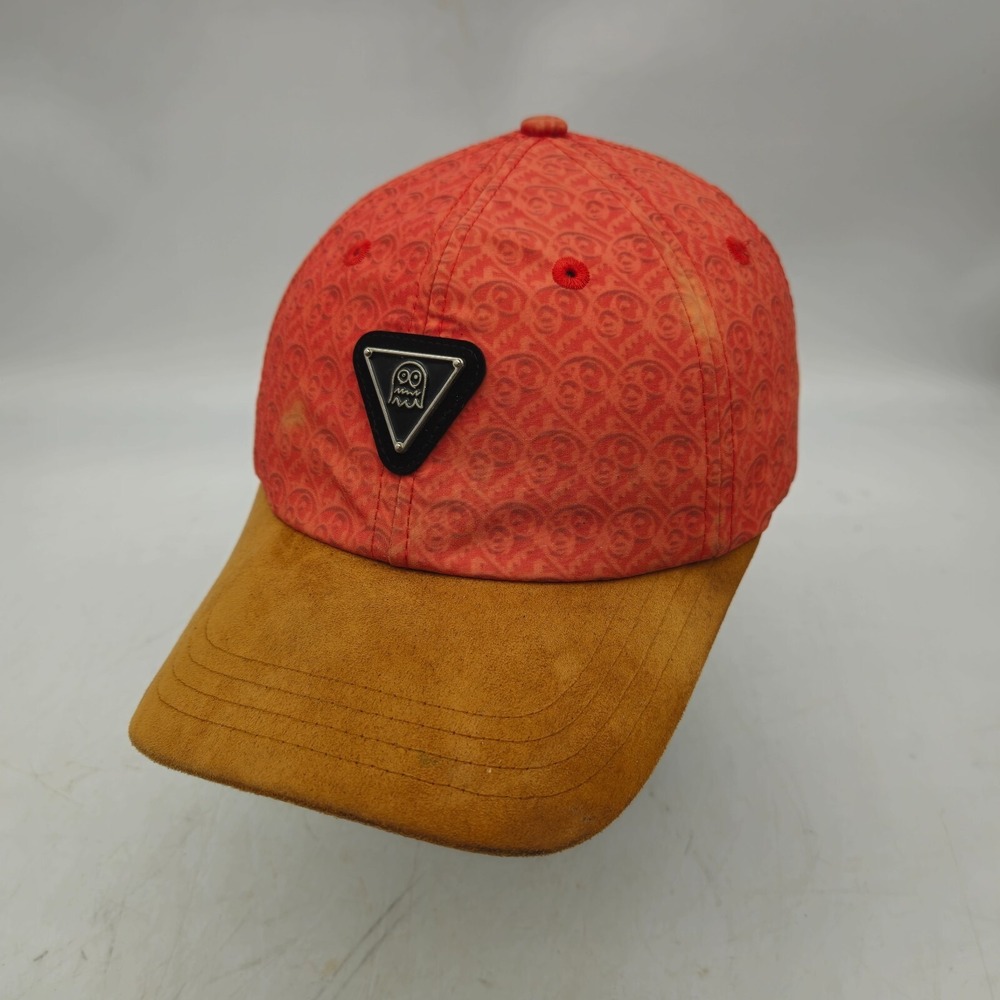 Pac-Man Ghost Strapback Hat Baseball Cap Badge Logo Orange AOP Video Game Arcade
